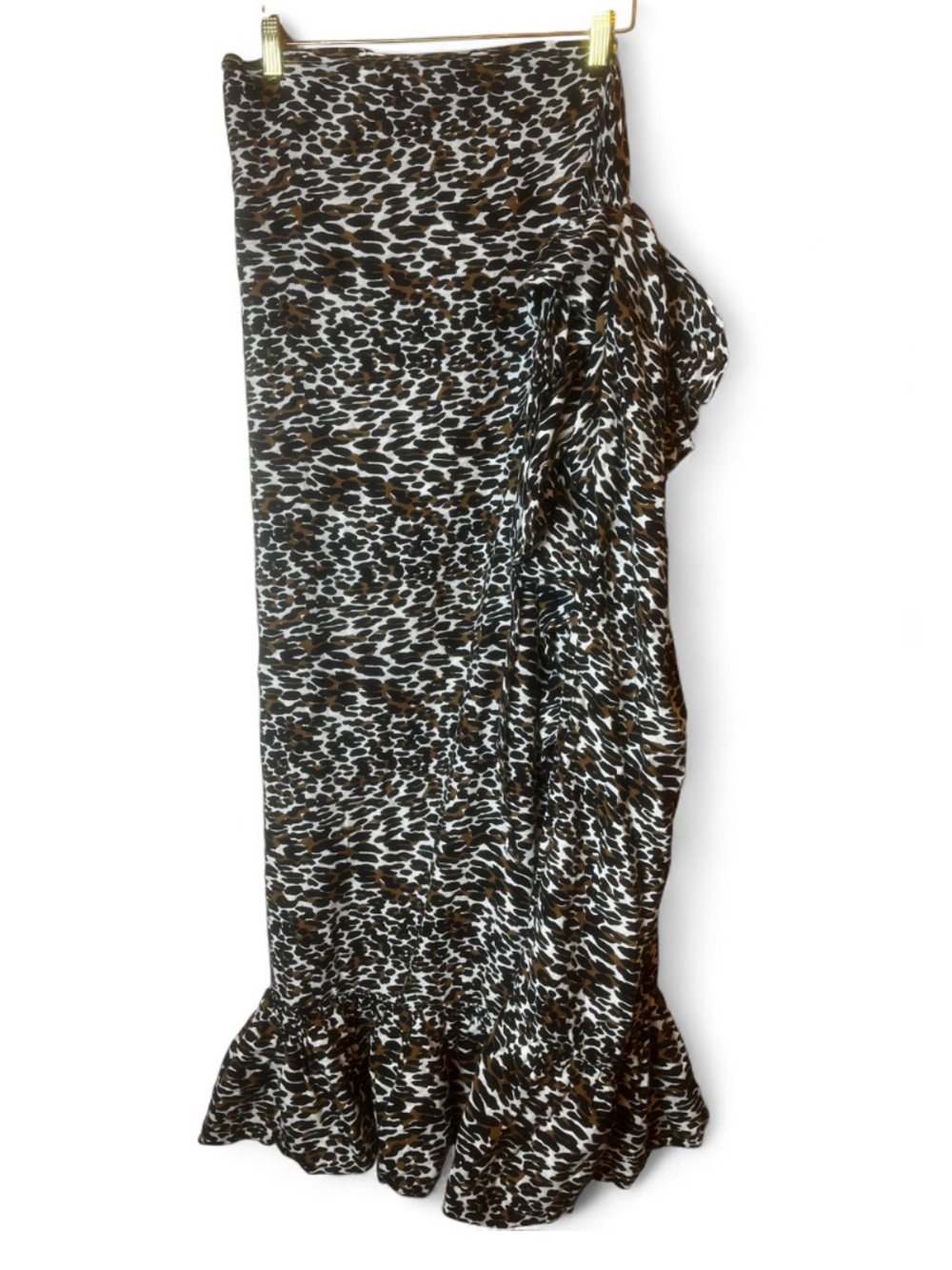 The Great. Leopard Print Ruffle Bottom Sarong/ Beach Cover Up